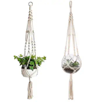 Handmade Macrame Plant Hanger Hand-weaved Hanging Plant Flower Pot Holder Cotton Rope Bonsai Hanger Garden Air Plant Holder