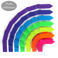 7 Packs 1400 Sheets Transparent Self-Adhesive Sticky Notes Annotation Books Bookmarks Memo Pad Index Tabs Stationery