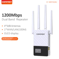 5Ghz Wireless Wifi Repeater Router Extender 1200mbps 4 Antenna OLED Screen Long Range Wi-fi Signal Amplifier Wi Fi Repeat