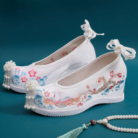 SWJodie Embroidered Hanfu Canvas Shoes Women Internal Increase Ancient Fairy Shoes Chinese Style Lace-up Cloth Shoes Wedding Hanfu Shoes414