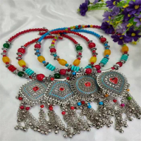 Boêmio vintage gargantilha colar mulheres indianas declaração étnica colar grande colar colares cigano gargantilha grande colar