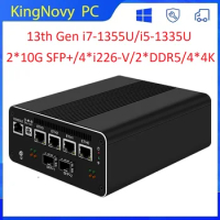 Intel 13th Gen Soft Router i7 1355U i5 1335U 2*10G SFP+ Optical 4x i226-V 2.5G Firewall Mini PC 2*DDR5 2*SATA 4*4K Proxmox Host