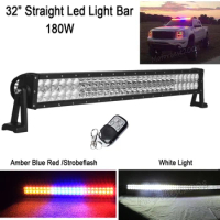 32 inch 360W Straight Led Work Light Bar White 6000k,Amber Blue Red StrobeFlash Warning Working Bar 12V 24V For ATV SUV Truck