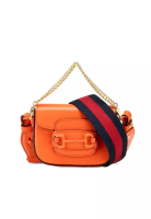 Gucci 二手 Gucci 迷你皮革馬階扣 1955 織帶手提包