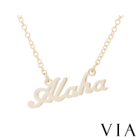 【VIA】白鋼項鍊 動物項鍊 Aloha項鍊/時尚系列 夏威夷Aloha招呼語造型白鋼項鍊(金色)