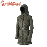 【Wildland 荒野】女 輕量四層700FP中長羽絨衣《可可綠》0A32101/連帽外套/羽絨外套/保暖外套/(悠遊山水)