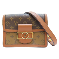 【二手名牌BRAND OFF】LOUIS VUITTON LV 路易威登 棕色 原花 帆布 Mini Dauphine 肩背包