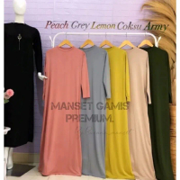 Gamis manset polos dalaman kaftan inner dress gamis manset dalam
