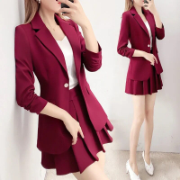 【Set Wear】Women OfficeFormal OL Blazer Suit Plus Size Loose Suit Set Ladies Women Casual Blazer Coat Short Skirt