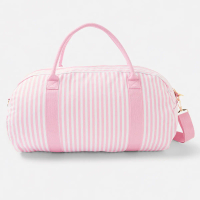 Anko Casual Weekender Bag, Canvas Bag - Pink Stripe