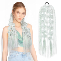 YOGFIT Colored Hair Extensions Long Braided Bubble tail Extension with Hair Tie 21 Crazy Hair Day Ac