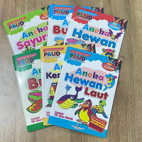 PAKET 6 Buku MEWARNAI Indonesia Inggris 32 Halaman Berwarna Anak