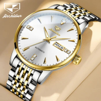 JSDUN 8943 Mechanical Fashion Watch Gift Stainless Steel Watchband Round-dial Calendar