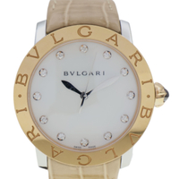 【二手名牌BRAND OFF】BVLGARI 寶格麗【激安價】18K黃金 12PD鑽石 BVLGARI BVLGARI 腕錶 BBLP37SG 非原廠錶帶