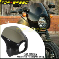 5.75" Motorcycle Thug Style Headlight Fairing Cover Retro Windshield for Harley Dyna Street Bob Glide Sportster Custom Low Rider