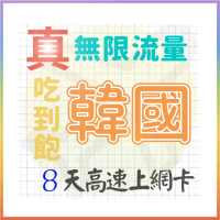 【AOTEX 奧特克斯】8天韓國上網卡真無限高速流量吃到飽(手機卡SIM卡網路卡預付卡)