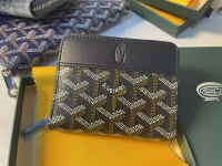 Goyard Genuine Leather Single Dog Tooth Wallet Y Letter Coin Purse Short with Zipper Wallets