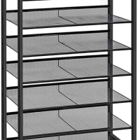Sturdy Shoe Storage with Top Shelf, for 21-28 Pairs of Shoes, Space Saver, Industrial, Rustic Brown and Black BF18XJ01