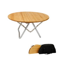Garden Camping Table Tourist Table Outdoor Foldable Portable Picnic Bamboo Round Folding Desk Table Nature Hike