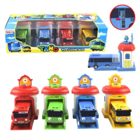 4pcs/set Scale model tayo the little bus children miniature bus plastic baby oyuncak garage tayo bus kids toys Christmas gift