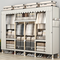 簡裝衣櫃 現代簡約衣櫃家用臥室簡易布衣櫃出租房用現代簡約實木組裝柜子收納掛衣櫥
