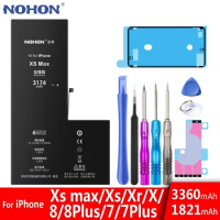 NOHON Battery For iPhone XS MAX XR X 8 7 Plus 7Plus 8Plus Real Replacement Bateria For iPhone7 iPhone8 Higher Capacity Batarya