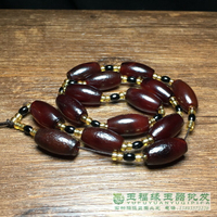 西亞老瑪瑙老珠子收藏天然酒紅老包漿鼓珠勒子掛飾珠串佛珠項鏈繩
