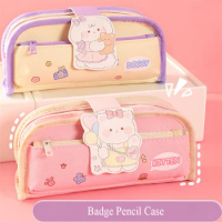 Pencil Case Badges Pen Case Cute Things For Girl Trousse à Crayons Back To School Pencil Box Stationery Organizer Utiles Escolar