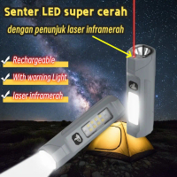 Senter LED Multifungsi Laser Inframerah Magnet dengan Klip Topi & Lampu Samping Merah Putih Biru Str