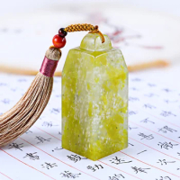 Chinese Traditional Style Natural Stone Green Baby Name Stamp Customize Chinese English Name Personal Stamps Calligraphy Seal