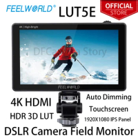 Feelworld LUT5E 1600nits High Bright DSLR Camera Field Monitor Auto Dimming Touchscreen HDR 3D LUT 4K HDMI 1920*1080 IPS Panel