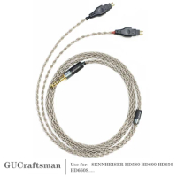 GUCraftsman 6N Single Crystal Silver Headphone Replacement Cables for SENNHEISER HD580 HD600 HD650 HD660S