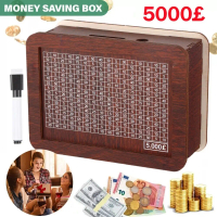 Wooden Cash Saver Money Box Coin Counter Piggy Bank Wood Money Bank With Saving Goal And Numbers To 