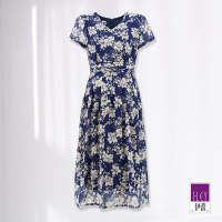 ILEY伊蕾 文藝氣質花卉萊賽爾纖維長洋裝(深藍色；M-XL)1232017459