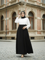 Gamis Polos Hitam Putih Seragam Guru PNS PDH Kirana Series Muslim Panjang Umroh Wanita Dress Remaja
