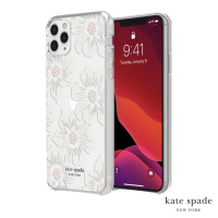 強強滾-Kate Spade iPhone 11Pro Max Hollyhock Floral白色大花透明殼+小鑲鑽