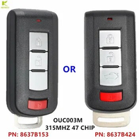 KEYECU Replacement Keyless Smart Remote Key 3/4Buttons 315MHz for Mitsubishi Mirage 2013-2020,Mirage G4 2016-2020 FCC: OUC003M