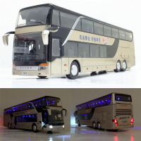 1:32 Alloy Bus Toy Double Decker Bus Model Simulation Children's Car Sightseeing Bus Toy Car Gift