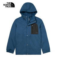 【The North Face 官方旗艦】北面男款藍色防水透氣連帽衝鋒衣｜89YT5LO