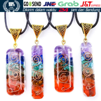 Kalung Orgonite 7 Chakra Crystal Healing Reiki Pendant Meditasi Yoga Batu Alam / Orgone Pendant Kese