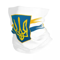 Coat Of Arms Ukraine Flag Bandana Neck Gaiter UV Protection Face Scarf Cover Men Women Ukrainian Trident Headwear Tube Balaclava