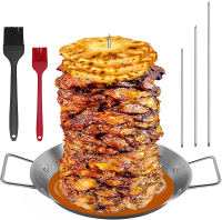 Al Pastor Skewer for Grill Stainless Steel Vertical Skewer Brazilian Vertical Spit Stand with 3 Remo