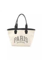 BALENCIAGA 二奢 Pre-loved BALENCIAGA Cities Paris jumbo Handbag tote bag canvas leather off white black