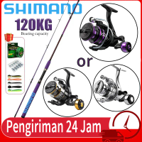 Shimano Joran Pancing Karbon Roadrunner 1.8m-3.0m Biru Full Gear Reel Rod Line Hook Spinning Outdoor