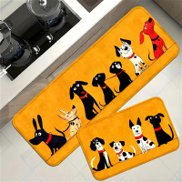 Animal Puppy Doberman Pinscher Cute Farm Theme Crystal Velvet Kitchen Mat 2-Piece Set - Kitchen & Ba