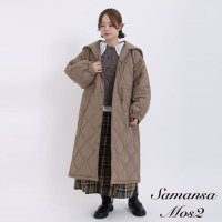 Samansa Mos2  絎縫連帽抽繩設計長版大衣外套