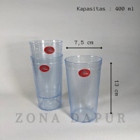 (6 pcs /1 lusin) - Gelas Plastik Bening 400 ml, Gelas Mika Alexish