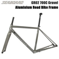 Seaboard Road Bicycle Frame GR02 Gravel Off-Road Disc Brake Aluminum Alloy Frame, 700C Cylinder Shaft With Carbon Fork