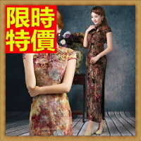 旗袍長禮服-時尚復古高開叉修身唐裝中式女連衣裙3色64ae28【獨家進口】【米蘭精品】