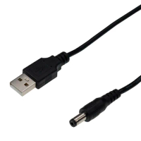 500pcs/lot 100cm Black USB Port to DC 5V 5.5*2.1mm Barrel Power Cable Connector Converter For MP3/MP4 Players